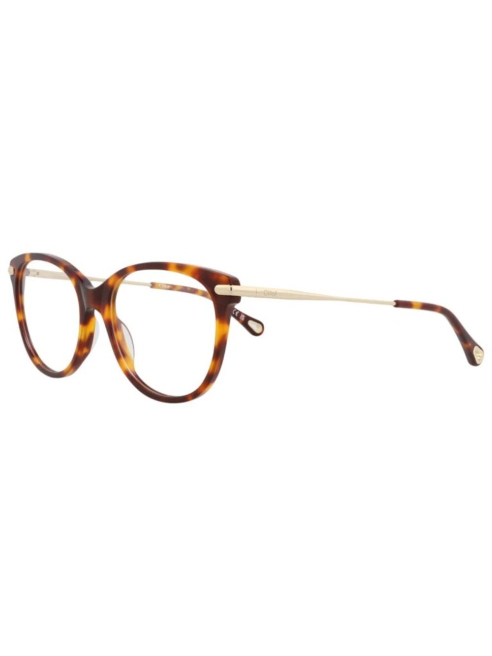 New Chloé Women's Eyeglasses Cat Eye Bio Acetate Frame Havana Gold Transparent